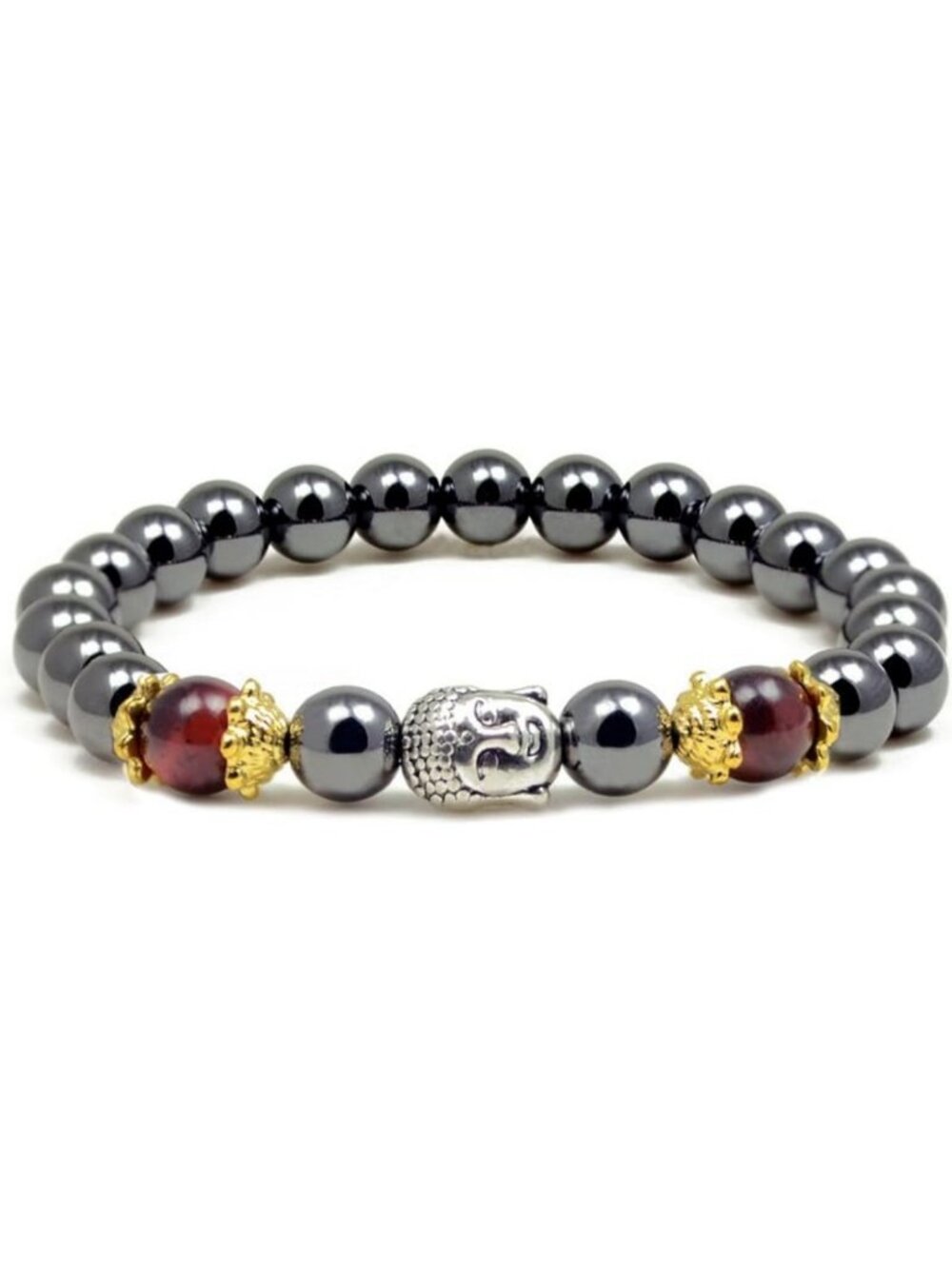 Chakra Hematite Beaded Bracelet | Buddha Charm | Spiritual Wellness Jewelry
